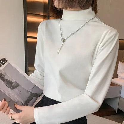 Soft Velvet Turtleneck Long Sleeve – Korean Style