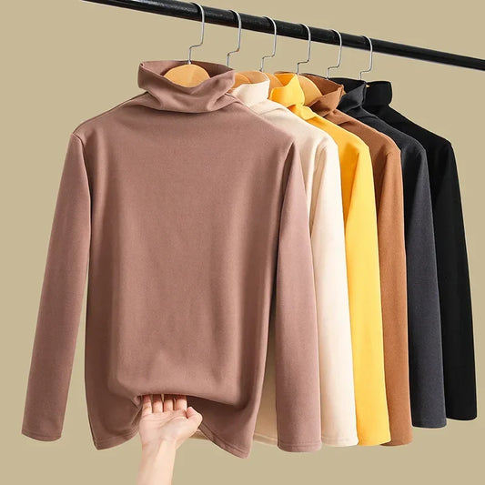 Soft Velvet Turtleneck Long Sleeve – Korean Style