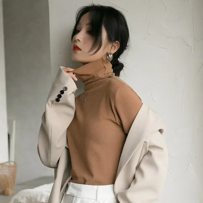 Soft Velvet Turtleneck Long Sleeve – Korean Style