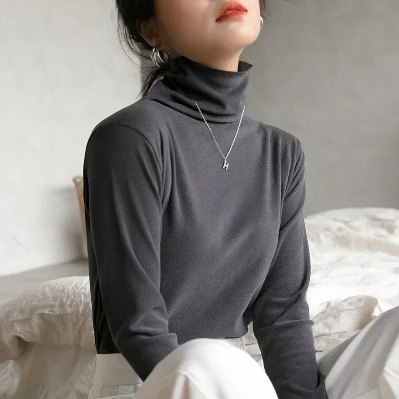 Soft Velvet Turtleneck Long Sleeve – Korean Style