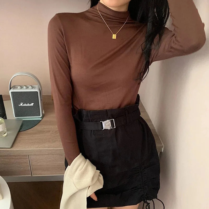 Slim Turtleneck Top – Korean Inspired