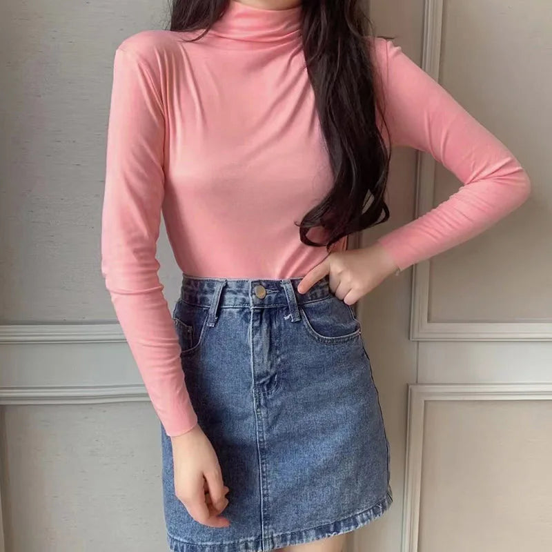 Slim Turtleneck Top – Korean Inspired