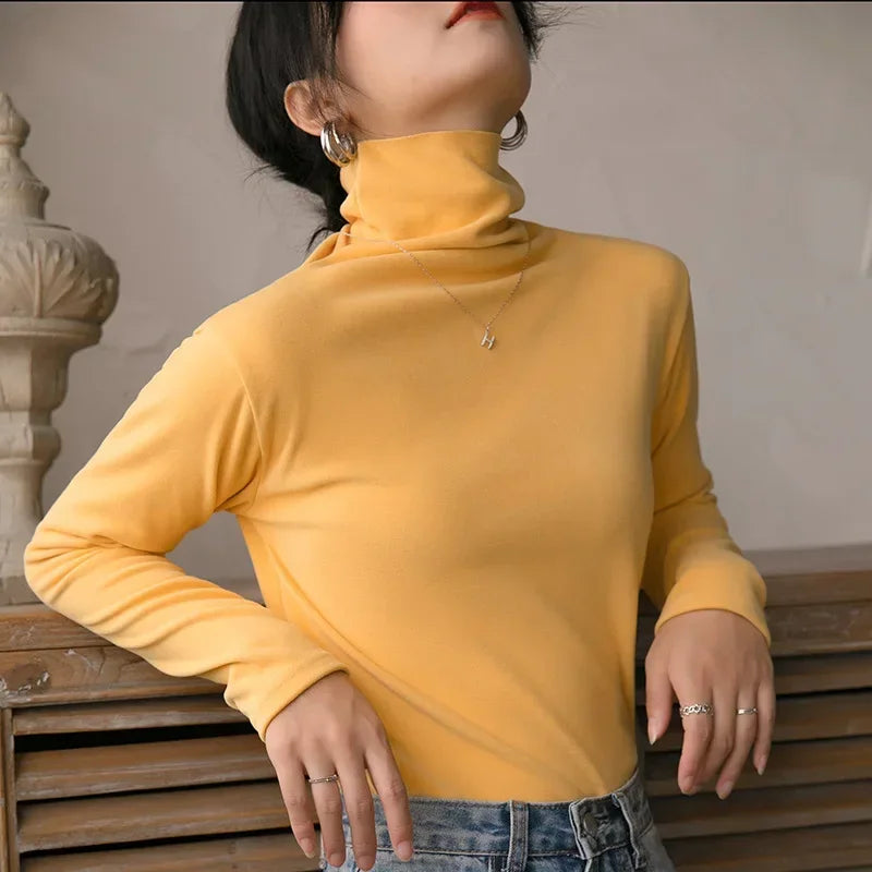 Soft Velvet Turtleneck Long Sleeve – Korean Style