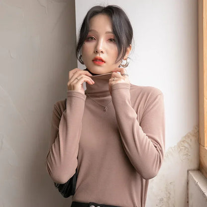 Soft Velvet Turtleneck Long Sleeve – Korean Style